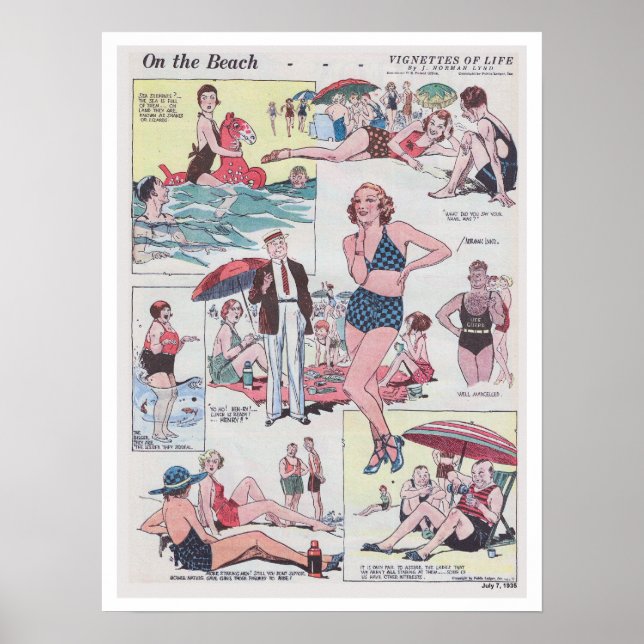 Poster On The Beach - Vintage - 1935 (Devant)