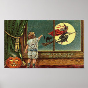 Poster On voit d'étranges scènes à Halloween, Child, Cat,