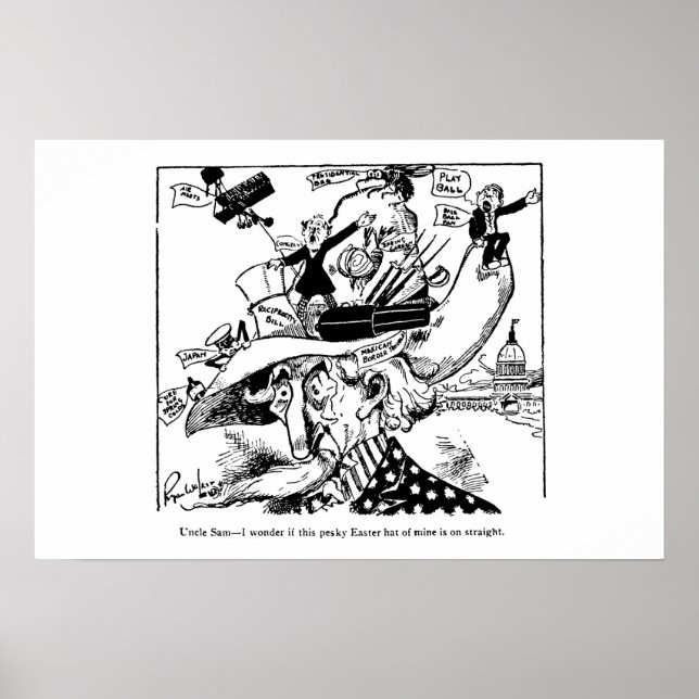 Poster Oncle Sam Casquette de Pâques Caricature politique (Devant)