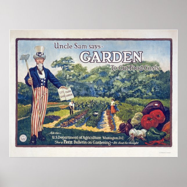 Poster Oncle Sam dit - jardin pour réduire les coûts de n (Devant)