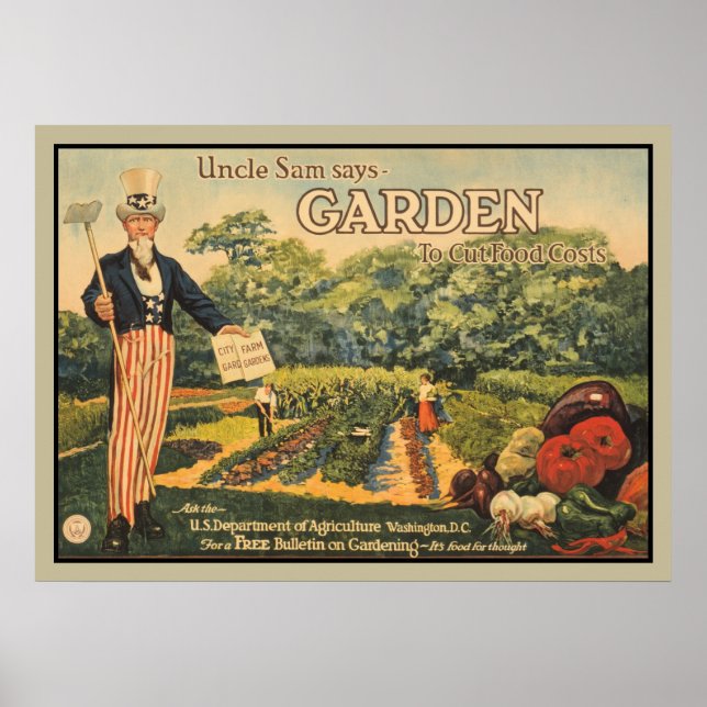 Poster Oncle Sam dit : Le jardin pour réduire les coûts a (Devant)