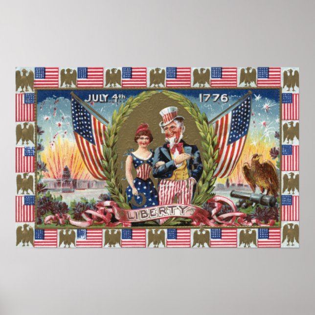 Poster Oncle Sam et Lady Liberty (Devant)
