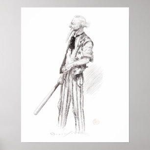 Poster Oncle Sam joue à la balle, à l'impression d'art