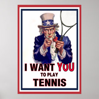Poster Oncle Sam veut que tu joues au tennis !