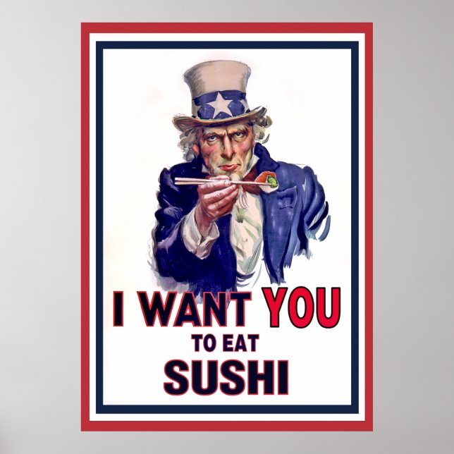Poster Oncle Sam veut que tu manges du sushi (Devant)