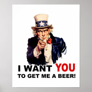 Poster Oncle Sam VEUT QUE TU ME PRENNES UNE BIÈRE