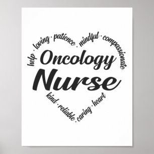 Poster Oncologie Infirmière Coeur Mot Cloud