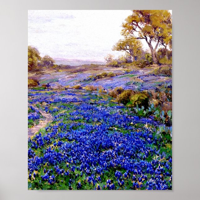 Poster Onderdonk - Bluebonnets à Twilight (Devant)