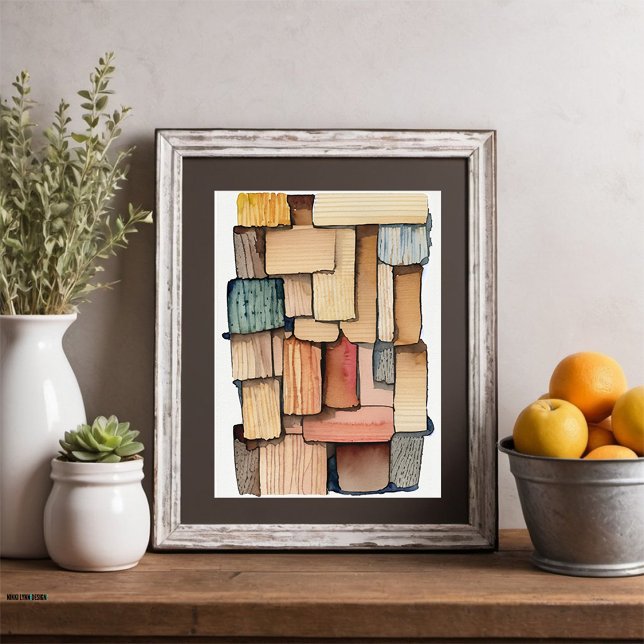 Poster Ondes d'aquarelle et de ferraille de beauté récupé (Créateur téléchargé)
