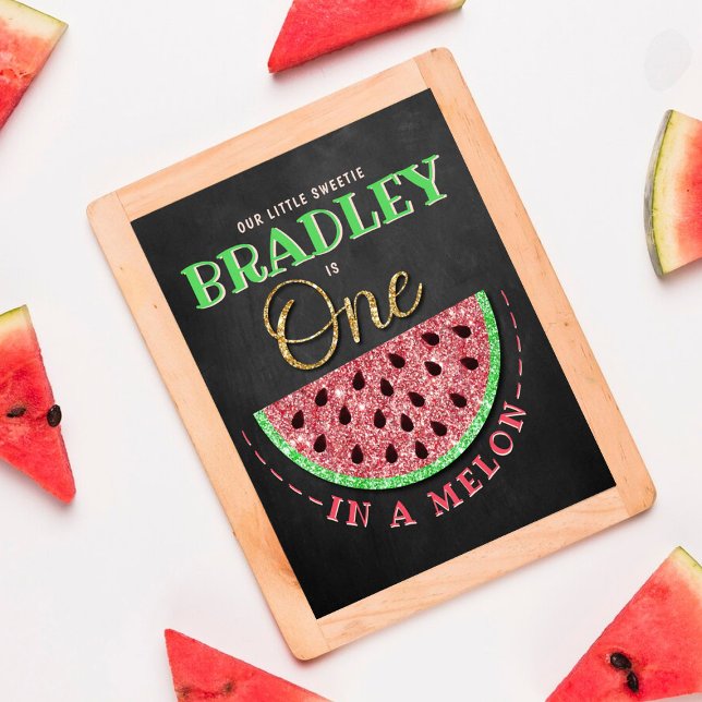 Poster One In A Melon Chalkboard 1er anniversaire (Créateur téléchargé)
