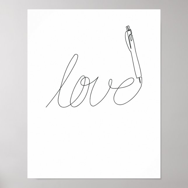 Poster One Line Art Love dessinée avec un stylo (Devant)