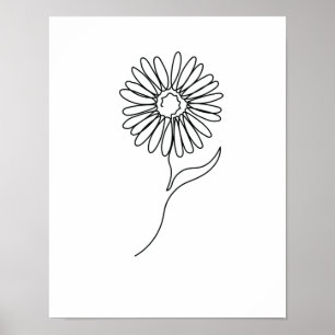 Poster One Line Drawing Tournesol Single Art