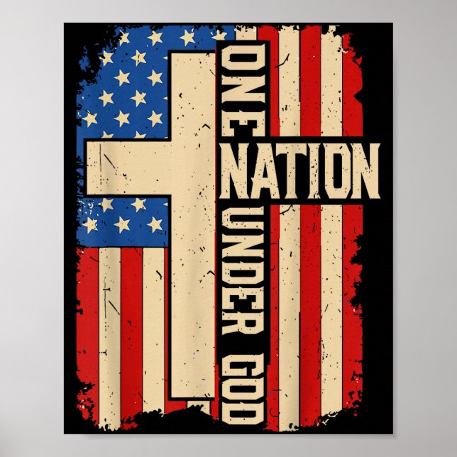 Poster One Nation Under God Patriotic Christian Faith Ame (Devant)