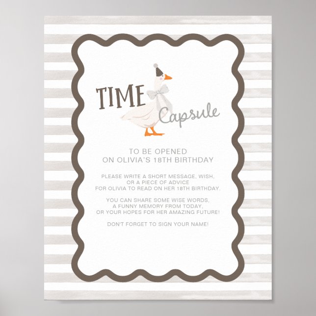Poster One Silly Goose 1st Birthday Time Capsule Sign (Devant)