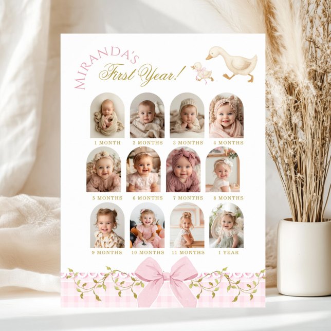 Poster One Silly Goose Girl 1st Birthday Photo Milestone (Créateur téléchargé)