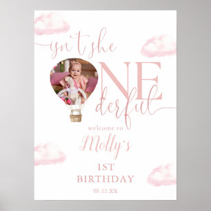 Poster Onederder Photo Balloon Girl 1er anniversaire Bien