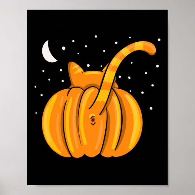 Poster Onglet orange Citrouille de la touche de chat Hall (Devant)