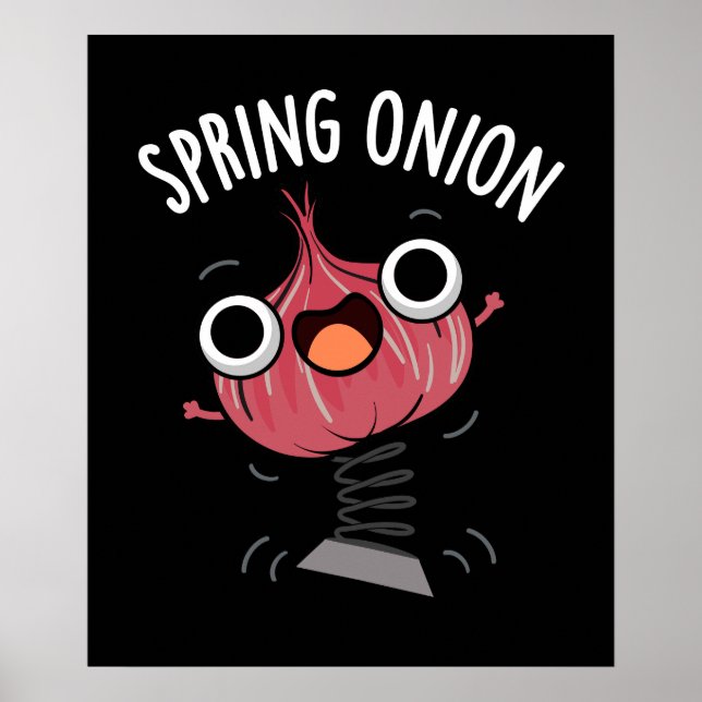 Poster Onion de printemps amusant Veggie Pun Dark BG (Devant)