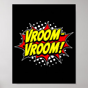 Poster onomatopée comique vroom-vroom de moteur qui tourn