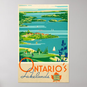 Poster Ontario's Lakelands, Chemins de fer canadiens - Vo