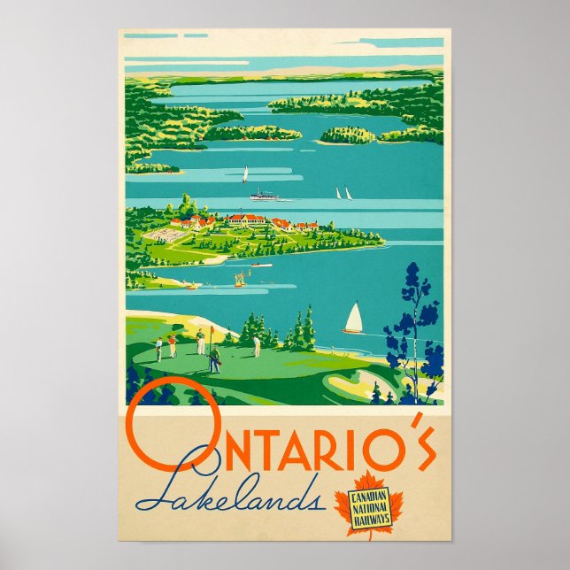 Poster Ontario's Lakelands, Chemins de fer canadiens - Vo (Devant)
