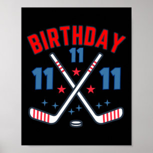 Poster Onze de hockey sur glace Anniversaire garçon 11 an