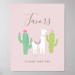 Poster Ooh La Llama Baby shower Cute Faveur Signe Rose