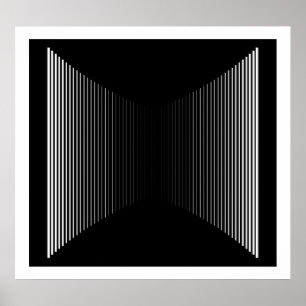 Poster Op Art Barres Verticales Blanc Sur Noir Progressif