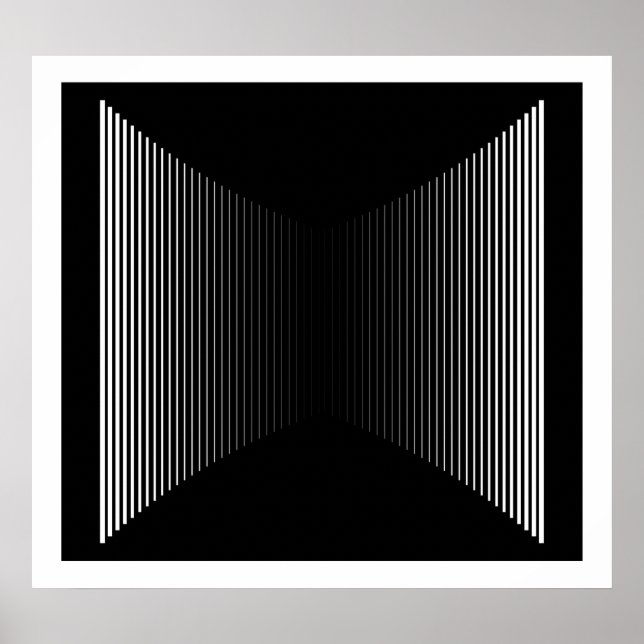Poster Op Art Barres Verticales Blanc Sur Noir Progressif (Devant)