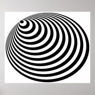 Poster Op Art Bullseye Excentré Noir Blanc