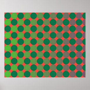 Poster Op Art Cercles Déclinants Rouge Et Vert