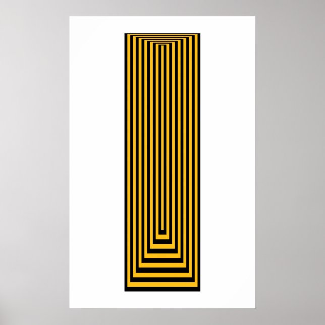 Poster Op Art Concentré Rectangles Jaunes Sur Noir (Devant)