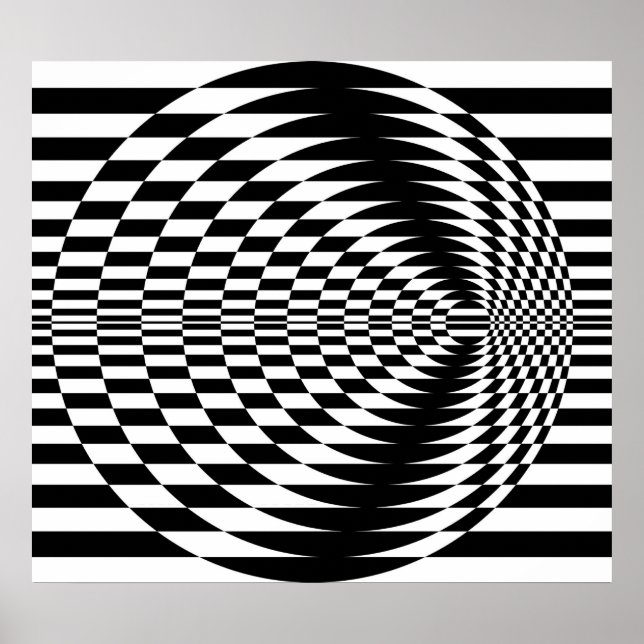 Poster Op Art Contraste Cercles Concentrés 01 (Devant)