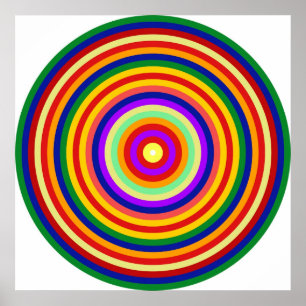 Poster Op Art Homage à CT Multicolor Cercles Concentrés