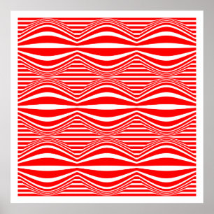 Poster Op Art Lines and Spheres 01 - Rouge et blanc