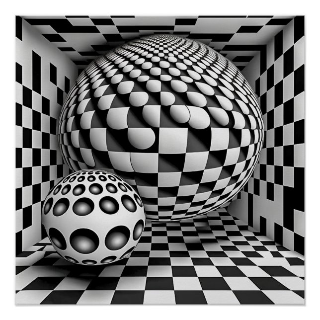 Poster Op Art Noir Et Blanc (Devant)
