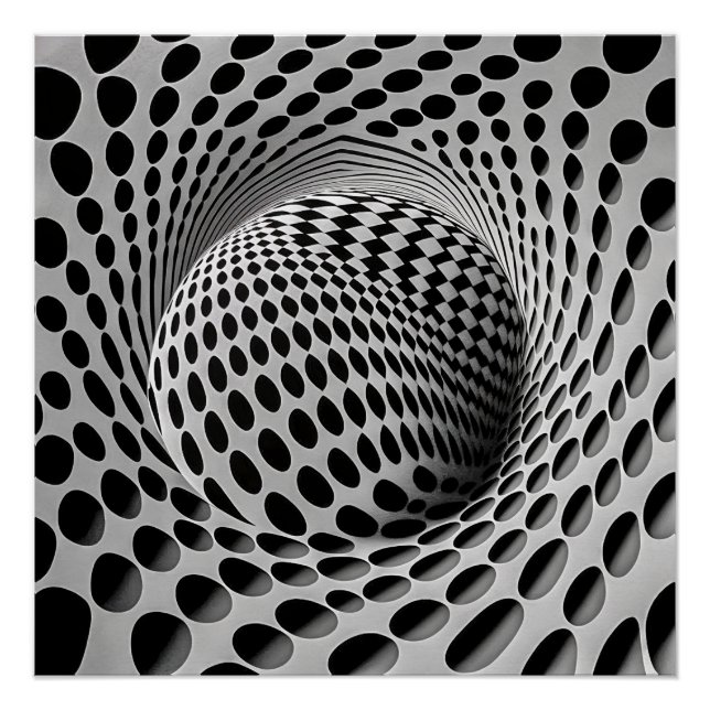 Poster Op Art Noir Et Blanc (Devant)
