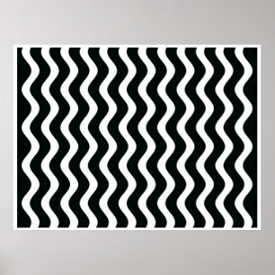 Poster Op Art noir et blanc Vagues deux