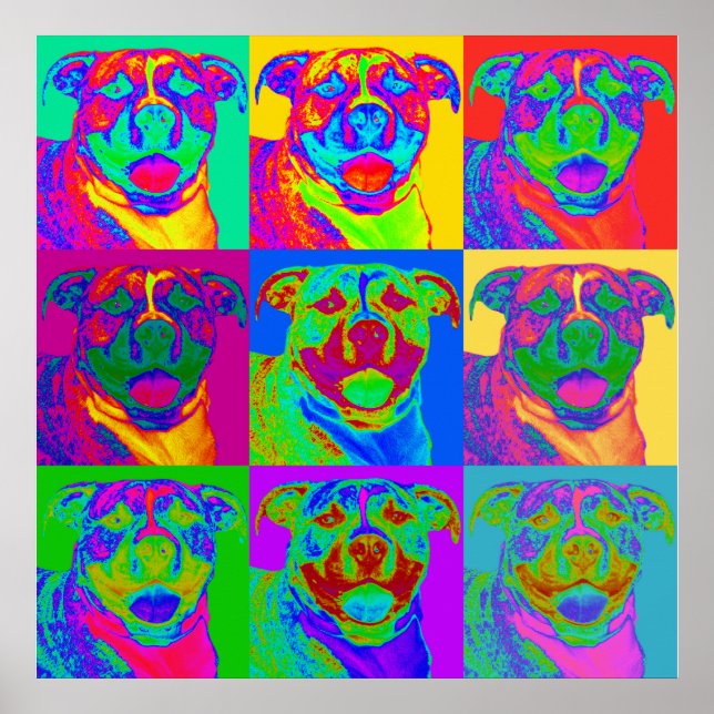 Poster Op Art Pitbull (Devant)