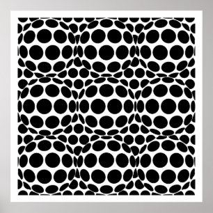 Poster Op Art Spots et sphères - Noir et Blanc