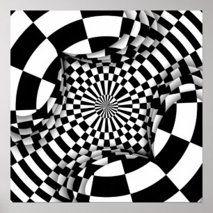 Poster Op art Vérificateurs psychédéliques