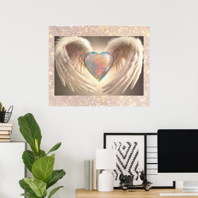 *~*~ Poster Opal Heart Angel ailes plumes AP78 (Bureau à domicile)