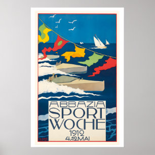 Poster Opatija Croatie Semaine du Sport 1912 Voyage Vinta