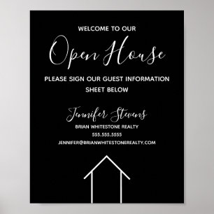 Poster Open House Real Estate Company Custom Black