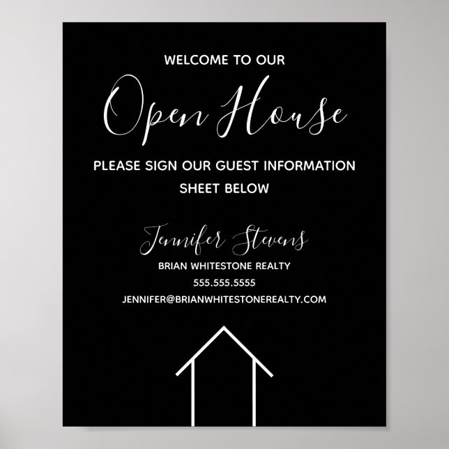 Poster Open House Real Estate Company Custom Black (Devant)