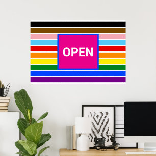 Poster Open Pride Ally Rainbow Progress LGBT LGBTQ