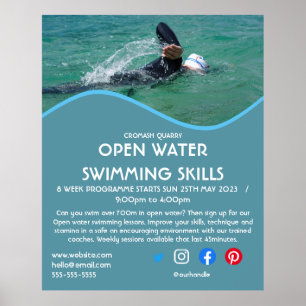 Poster open water swimming triathlon cycle running   flye