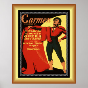 Poster Opera ~ Carmen ~ Toreador Song ~ 1939 ~