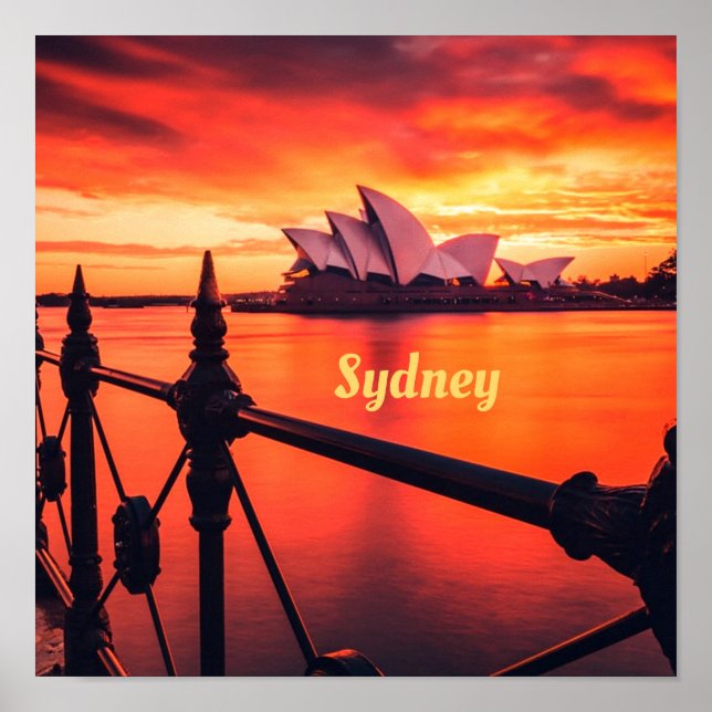 Poster Opéra de Sydney Australie Orange Sky (Devant)