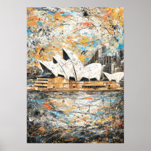 Poster Opéra de Sydney Peinture abstraite au goutte à gou